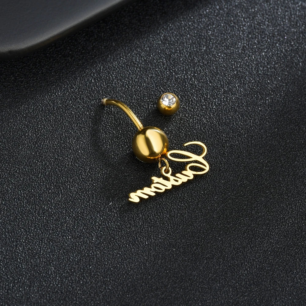 Custom Name Belly Button Ring Stainless Steel Body Jewelry