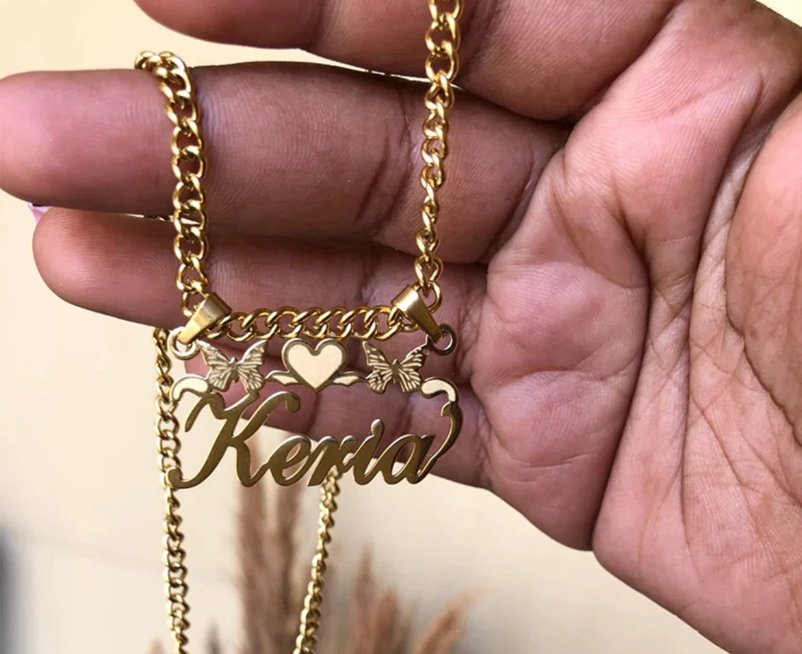 mariposa duo buterfly custom name necklace