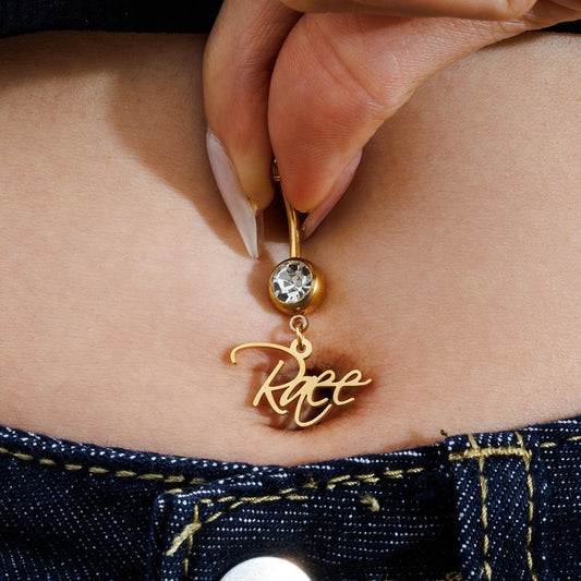 Custom Name Belly Button Ring Stainless Steel Body Jewelry